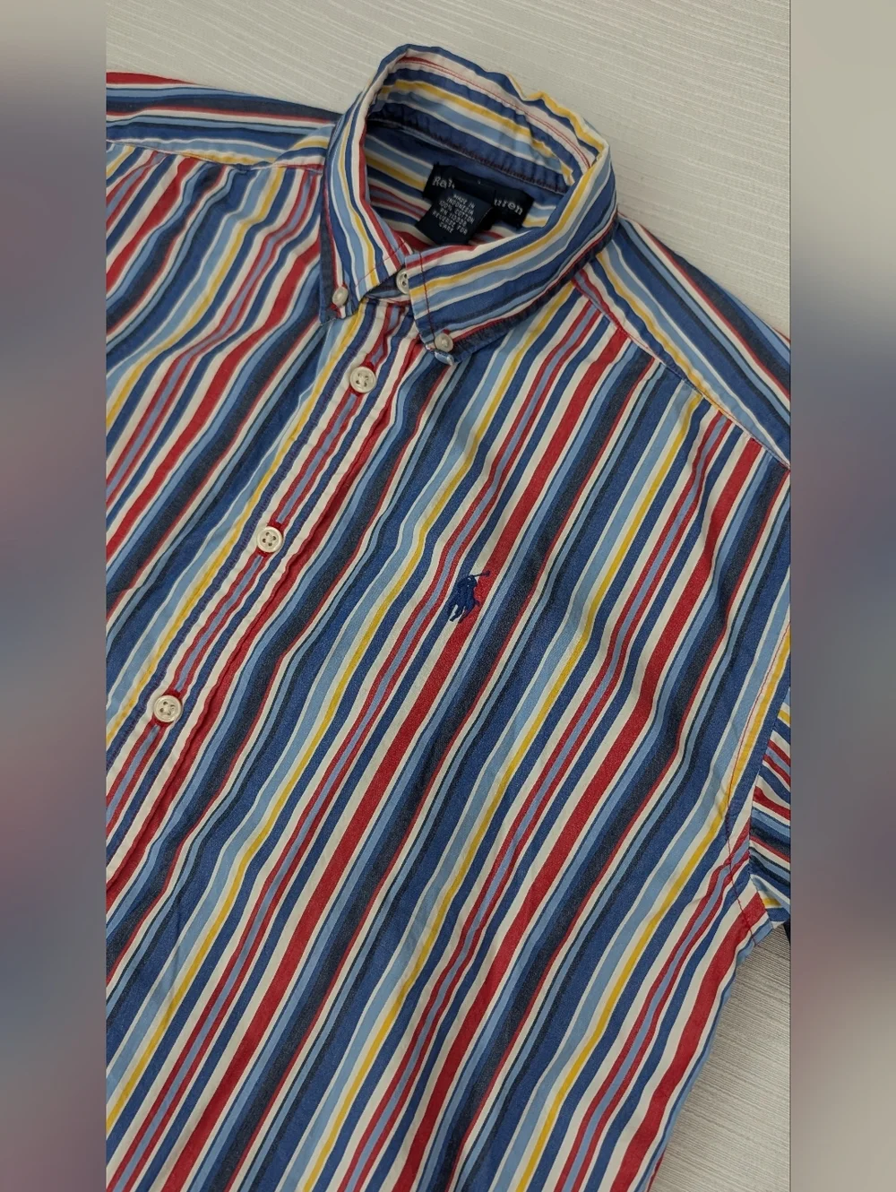 Ralph Lauren Multi-Stripe Button-Down Shirt - Big Boy Sz L (16-18)